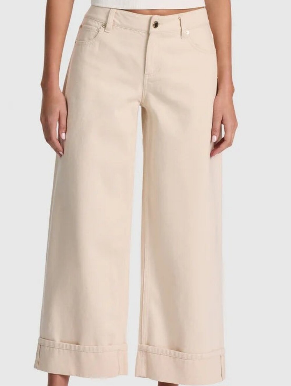 Alice & Olive "You Look Amazing" ROLL CUFF RELAXED CROPPED JEAN - NATURAL NWT